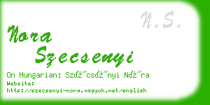 nora szecsenyi business card